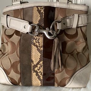 Coach Monogram Hampton Handbag Brown/Ivory